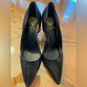 Vince Camuto Black Leather Pointed-Toe Pumps